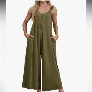 NWT Green Wide-Leg Jumpsuit with Thin Straps